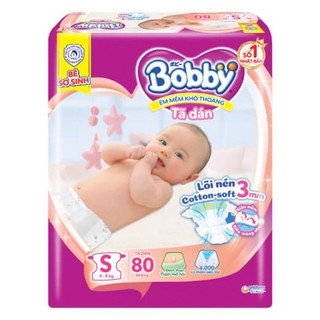 Tã dán Bobby siêu thấm - khô thoáng  (S, 4-8kg, 80 miếng) - concung