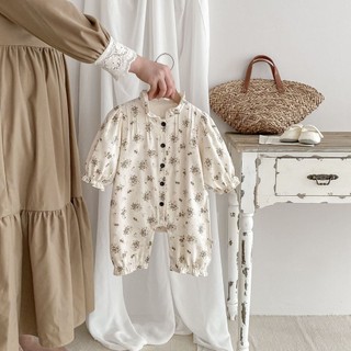 2024 Phong Cách Mới Bé Gái Jumpsuit ins Mùa Xuân Bé Gái Bé Búp Bê Cổ In Hình Công Chúa Jumpsuit Nhỏ Tươi Bé Gái Ảnh Jumpsuit