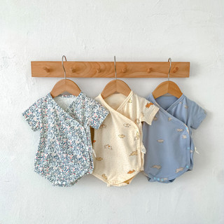 2024 Phong Cách Mới Cho Bé Jumpsuit Mùa Hè Sơ Sinh Cotton Ngắn Tay Cardigan Không Xương Monk Quần Áo Sơ Sinh Cho Bé Jumpsuit Nam Nữ Dễ Thương Áo Liền Quần Cho Bé
