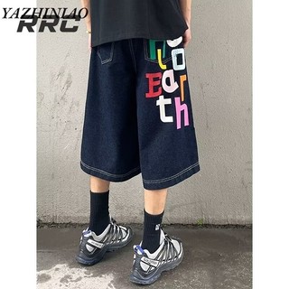 Yazhiniao Quần Short Nam Mỹ Retro Đen Thấp-Rise Thẳng Rời Quần Short Nam