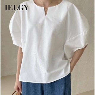 Áo ngắn tay dáng rộng IELGY 2025 mới của Pháp dành cho nữ