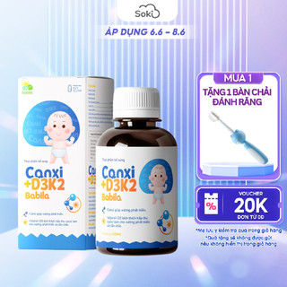 Siro Canxi Hữu Cơ Canxi D3K2 BABILA Giúp Phát Triển Xương, Hỗ Trợ Tăng Chiều Cao Cho Bé Từ 6 Tháng Tuổi Lọ 120ML