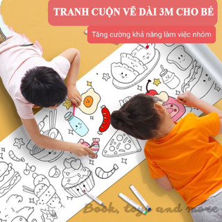3M Tranh Cuộn Tập Tô Màu Dán Tường cho bé nhiều chủ để, tranh tô màu cho bé