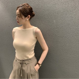 Dây đeo Vest dệt kim ngắn tay cổ thuyền OOTD 7610
