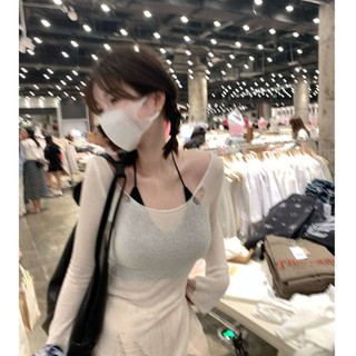 Dài Tay Rách Rỗng Dệt Kim Áo Thun Nữ Mùa Hè Không Đều Mỏng Phong Cách Chống Nắng Áo Slim-fit Độc Đáo