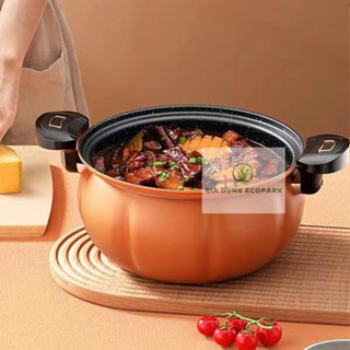 Nồi áp suất bí ngô dung tích 8L, Nồi hầm 4in1 đa năng hầm gà, cháo, chiên, xào tiện lợi, Nồi Hầm 4in1 Hầm Gà, Cháo