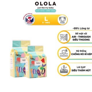 COMBO 2 Bịch Tã/Bỉm Dán OLOLA Skin Fit Size L 20 Miếng Hàn Quốc Cho Bé Từ Sơ Sinh, Mỏng Nhẹ, Chống Tràn, Thấm Hút Tốt