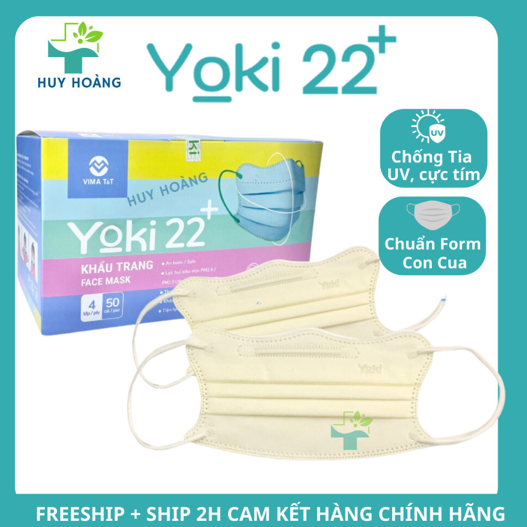 [Hộp 50 cái] Khẩu trang Cua Yoki 22+, Khẩu trang y tế  KF94 Hàn 
Quốc 4 lớp kháng khuẩn, lọc bụi mịn