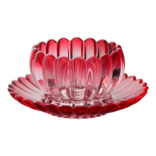  Bộ đĩa hoa sen sáng tạo Bộ bát tráng miệng bằng kính màu ren gia đình 