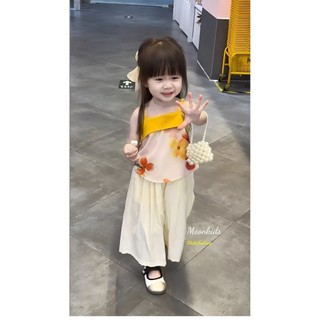 10-20kg Set áo 2s vàng mix quần suông cho bé gái, set đồ mùa hè cho bé gái, quần áo trẻ em