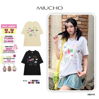 Áo thun nữ form rộng ATD181 Miucho chất vải cotton in Artwork