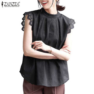 Zanzea Áo sơ mi dáng rộng thường ngày dành cho nữ Hàn Quốc ZANZEA Áo chắp vá