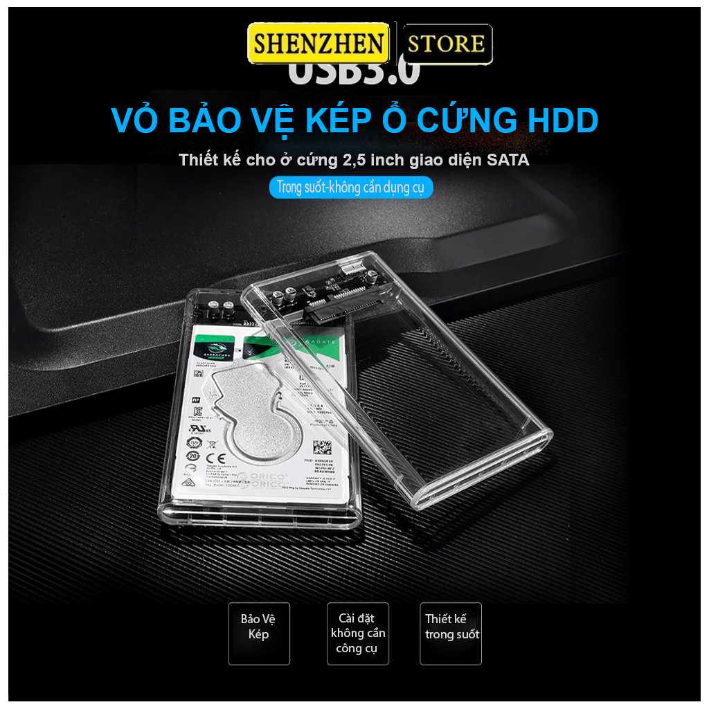 Hộp Ổ Cứng HDD Box ORICO trong suốt 2139U3 / 2521U3 2.5inch USB3.0-Chính Hãng-Tốc Độ 5gbs