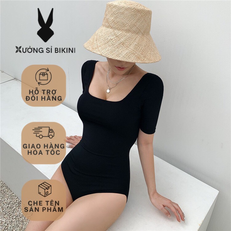 Bikini liền thân, Đồ bơi nữ liền thân tay ngắn khoét lưng DÂY NGANG