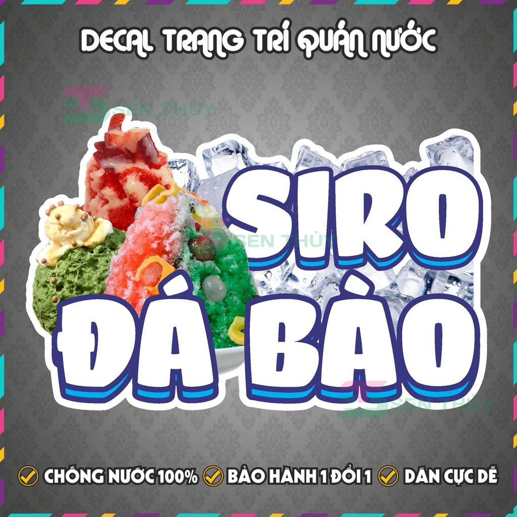 Decal SIRO ĐÁ BÀO - Decal Dán Tường Trang Trí Quán Ăn, Trà Sữa, Cà Phê.