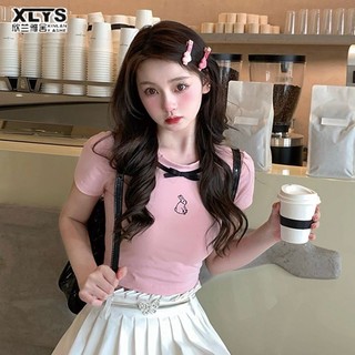 Xin LAN YA SHE Áo thun ngắn tay mới dành cho nữ niche giảm béo ngắn hot girl top