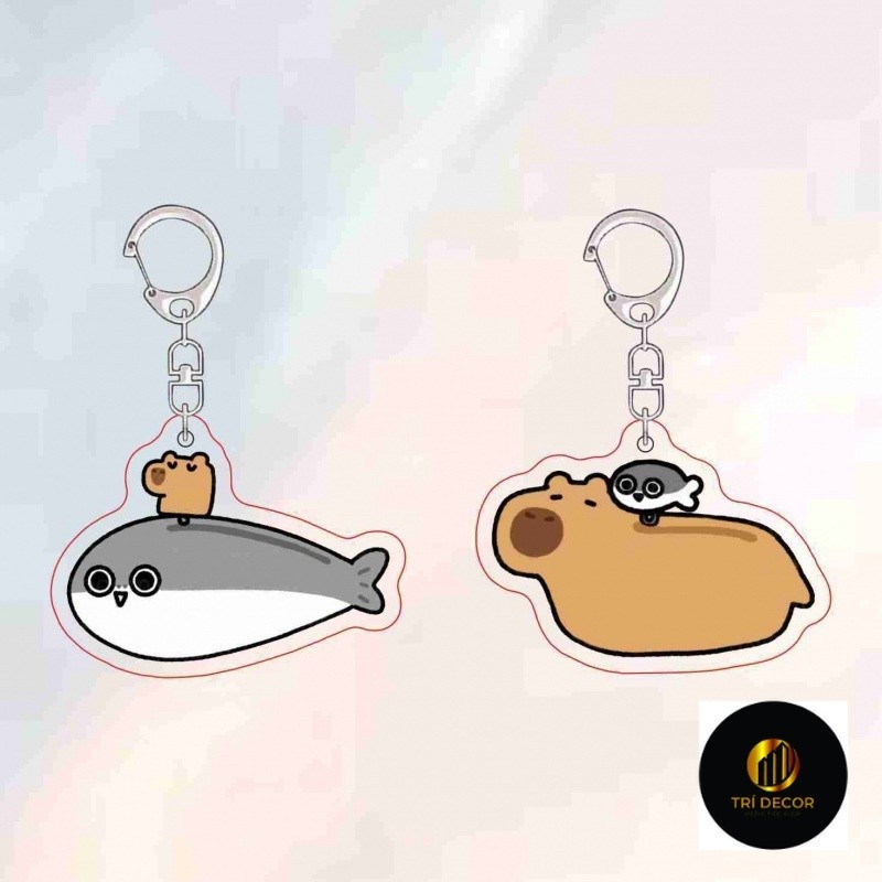 Mặt dây chuyền rùa Capibala và Sakaban hai mặt acrylic trong suốt cặp đôi người bạn thân nhất cặp sá