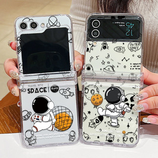 Vỏ Họa Tiết Phi Hành Gia Không Gian Cho Samsung Galaxy Z Flip 5 Flip 4 Flip 3 Full Bản Lề Chống Sốc Trong Suốt PC Cứng Gấp Dành Cho Samsung Z Flip5 Flip4 Flip3 Cover