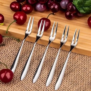 Bộ nĩa trái cây hai thiếc bằng thép không gỉ / Nhiều sử dụng Bánh ăn nhẹ Món tráng miệng Flatware Phụ kiện nhà bếp gia đình