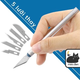 Dao cắt washi tape tỉa sticker dụng cụ dán bullet journal tiện lợi kèm 5 lưỡi thay - Hoạ Cụ Mèo Đen