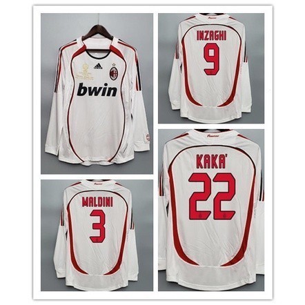 2006 2007 AC Milan Away From Men 's Retro Thể Thao Áo Bóng Đá Dài Tay