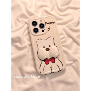Iphone dễ thương 3D hoạt hình voi nhỏ chó trắng ý tưởng ngộ nghĩnh Vỏ điện thoại chống rơi thích hợp mới cho 7 7plus 8 8plus xs xr 11 12 13 14 15 Pro Plus Promax