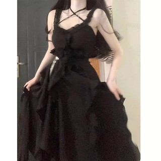 Nữ thoát khỏi vintage siêu cổ tích rừng đầm công chúa pháp cổ điển cổ tích đầm đen mùa hè sling u3ig