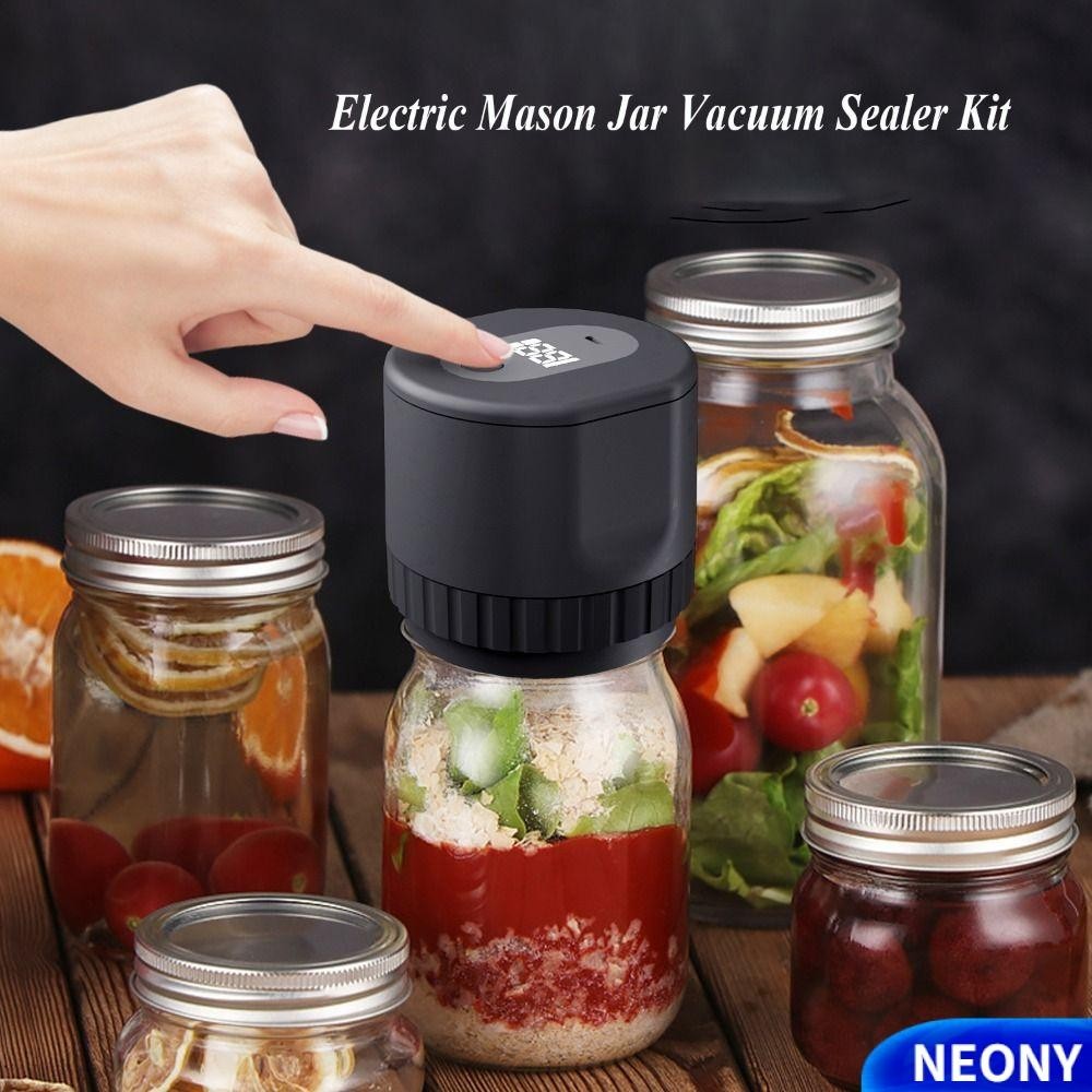 Máy niêm phong chân không NEONY, Bình nhựa ABS Mason Jar Bộ dụng cụ niêm phong chân không Mason Jar, Bảo quản thực phẩm Miệng rộng và nắp đóng hộp miệng thông thường Dụng cụ mở hộp