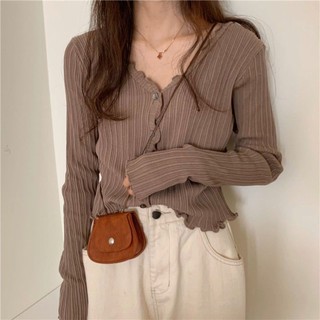 Sơ đồ Niche Thiết kế Áo len dài tay nữ mùa xuân Slim-fit Đơn giản phù hợp với mọi trận đấu Áo khoác Cardigan nhỏ cổ chữ V Áo ngắn thông thường