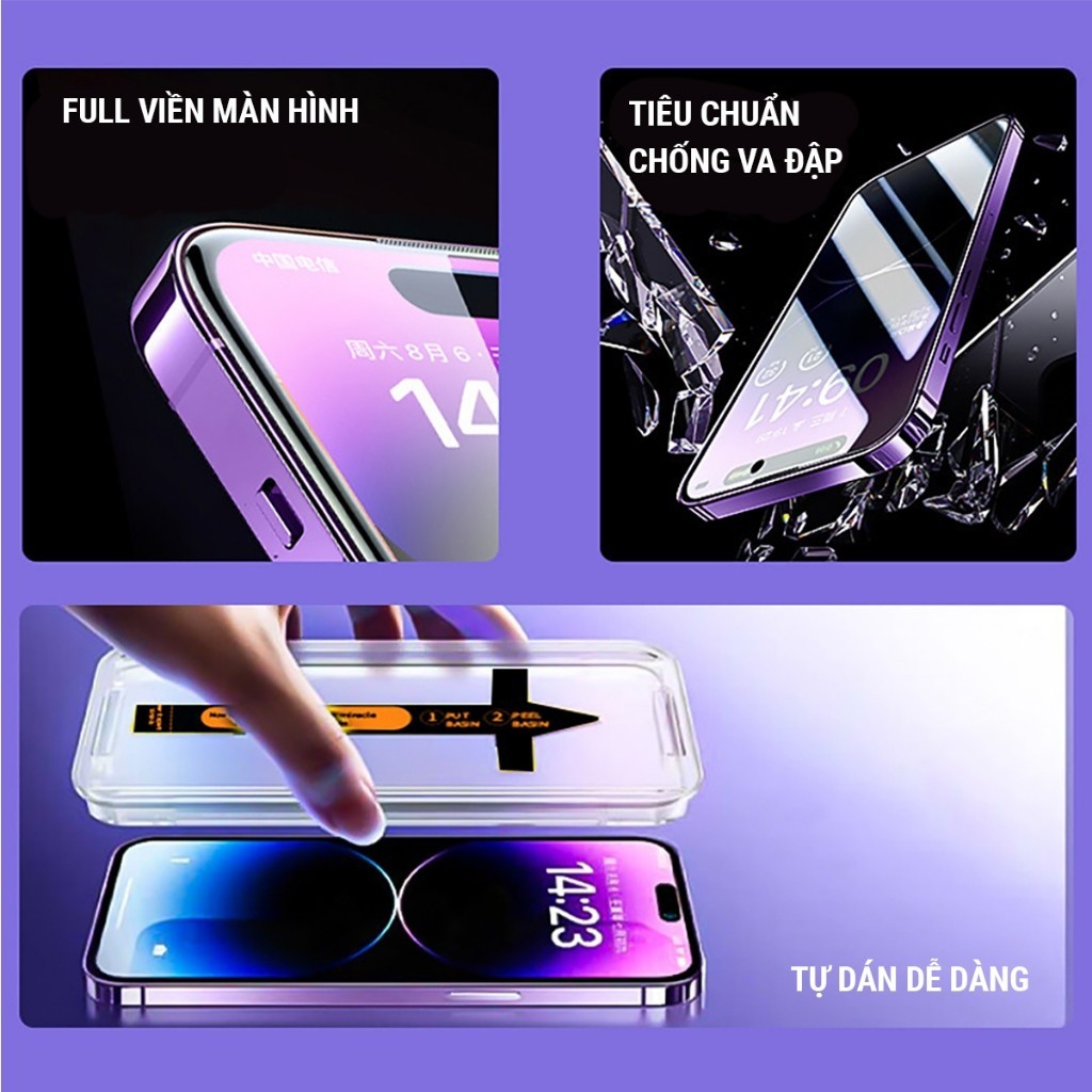 Kính Cường Lực iPhone Magic Box Khung Tự Dán,Tự Hút Bụi, Chống Nhìn Trộm Cho iPhone X/XS/XR/11/12/13/14/15/16/17Pro/Max | BigBuy360 - bigbuy360.vn