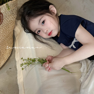 Bé Gái Nơ Thêu Áo Thun Mùa Hè Phong Cách Mới Phiên Bản Hàn Quốc Trẻ Em Phong Cách Xám Áo Thun Tay Ngắn Charlotte Mùa Hè Nữ