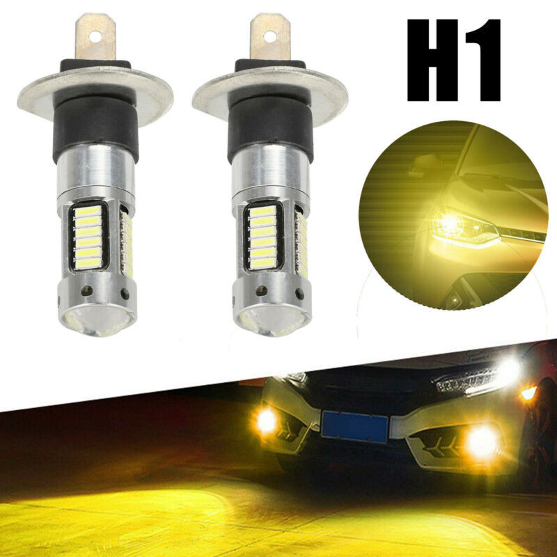 2x H1 LED 3000k Vàng Công Suất Cao 50W Bóng Đèn Sương Mù Đèn Lái Xe Màu Hổ Phách H1 LED Bóng Đèn Sươ