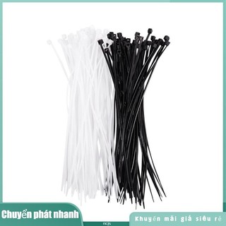 Cáp đẩy dây tự động 3mm x 150mm Zip Tie Organizer Trắng Đen 100 chiếc ncsqkjjs.vn