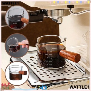 Bình sữa tay cầm bằng gỗ WTTLE, Cốc đo miệng đôi / đơn Cốc đo Espresso, Kính chịu nhiệt sáng tạo Cốc bếp 75ml