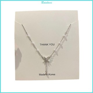 WHAVFORI Đính Hạt Nơ Vòng Cổ Chất Liệu ABS Mặt Dây Chuyền Choker Thanh Lịch Xương Đòn Dây Chuyền