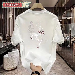 Áo thun DONGYU tay ngắn cổ tròn dáng rộng thời trang thoải mái cho nam