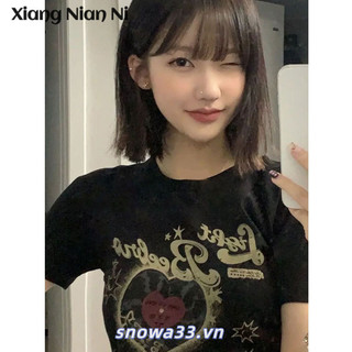 Xiang Nian Ni Mùa Hè Giảm Béo Mỏng Ngắn Retro Áo Thun Nữ Tay Ngắn