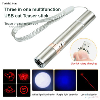 ♕ Bút trêu chọc mèo bằng tia laser hồng ngoại bằng thép không gỉ Chiếu tia laser Bút cho thú cưng Đèn mèo vui nhộn Đồ chơi đồ chơi cho mèo cưng Bạc Sạc USB Laser Đèn mèo vui nhộn Gậy trêu chọc mèo