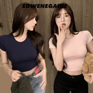 【WANG JIAO ZHAN】Áo Croptop Màu Sắc Ngọt Ngào Thiết Kế Mỏng Xinh Xắn Thời Trang【9967】