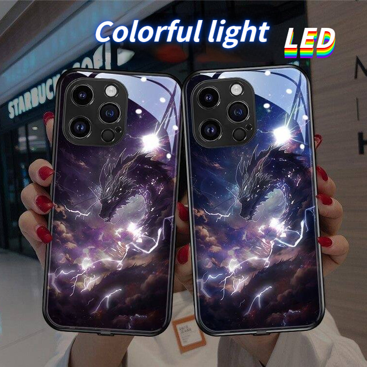 Kính rồng LED ánh sáng phát sáng vỏ điện thoại Vỏ bảo vệ iPhone 16promax 16pro 16 15 15Promax 15pro 
