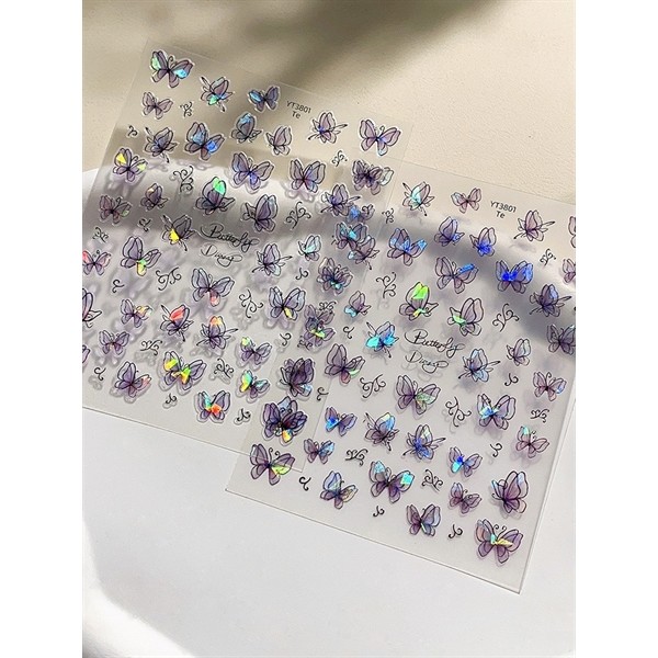 Sticker butterfly tím YT3801 - thenail.88