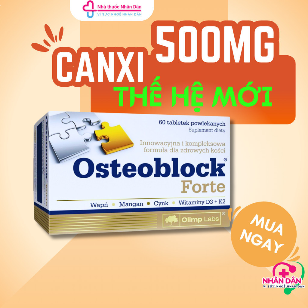 Osteoblock Forte - Viên Uống Canxi, Canxi Hữu Cơ, Phòng Loãng Xương, Calci Hữu Cơ Thế Hệ Mới