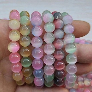 Vòng tay đá mắt mèo hai màu mới mang khí chất cho bé gái, pha lê chuyển ẩm và vòng tay quà tặng trong suốt cho người yêu