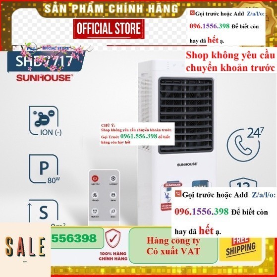 KM  [CHÍNH HÃNG] Quạt Điều Hòa Hơi Nước Sunhouse SHD7717 thanh lý trưng bày- Mới 100%