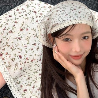 Ins Nữ Cô Gái Ngọt Ren Hoa Tam Giác Khăn Tóc Mùa Hè Mục Vụ Hoa Tam Giác Đầu Đi Biển Kỳ Nghỉ Turban Phụ Kiện Tóc