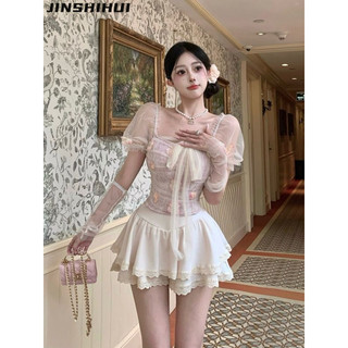 JINSHIHUI áo phông áo thun nữ croptop baby tee Popular xu hướng Stylish Comfortable WTX2440NVG 16Z240415