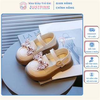 Giày búp bê bé gái đính nơ đi chơi đi tiệc dễ thương có quai dán tiện dụng 