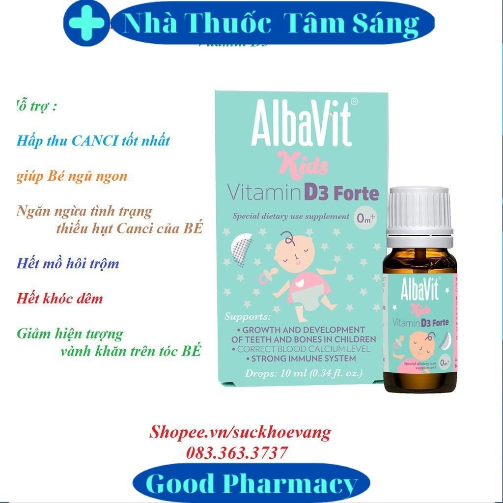 Albavit Vitamin D3 10ml nhập khẩu chính hãng nhỏ giọt cho trẻ sơ sinh, giúp bé hấp thu tối đa canci, z