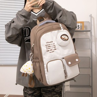 Phong Cách Nhật Bản ins Phong Cách Preppy Bé Gái Schoolbag Bé Gái Trung Học Cơ Sở Ba Lô Học Sinh Ba Lô Dung Tích Lớn Màu Sắc Tương Phản Ba Lô Phù Hợp