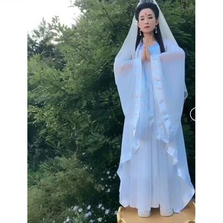 Mới quan âm bồ tát trang phục phụ nữ ngọc chai net quan âm đầu trang phục sợi đầy đủ trang phục để bán新款观音菩萨服装道具玉净瓶观音头饰头纱全套服装道具出售